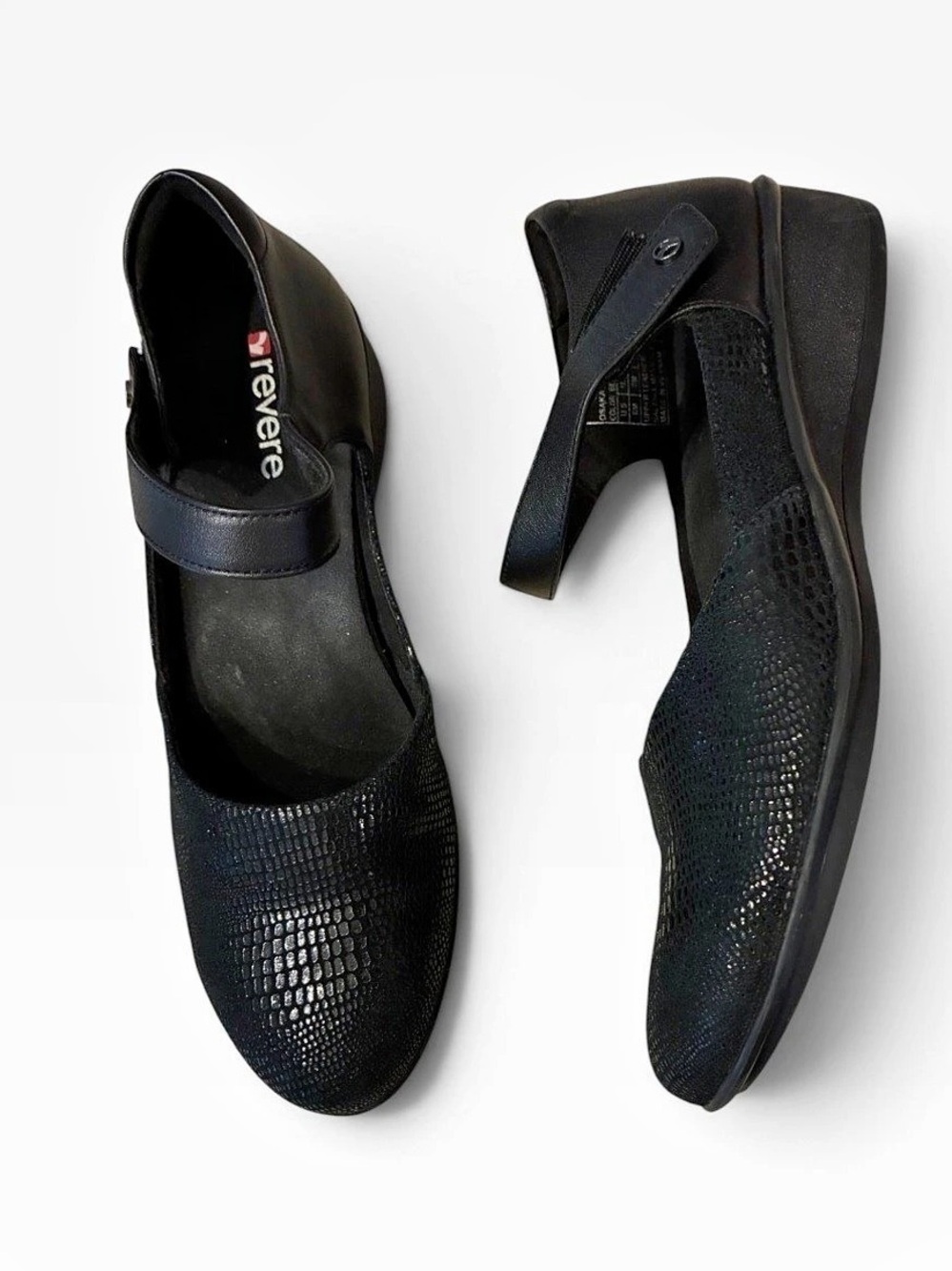 Revere Osaka Mary Jane Wedge Black Shoes Comfort US 8